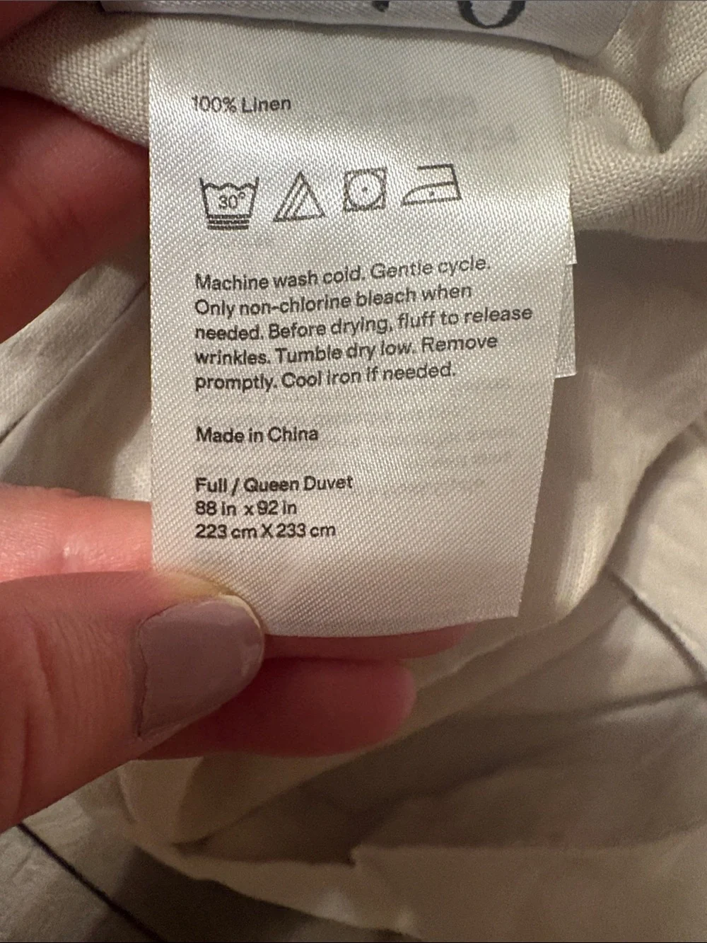Quince European Linen Double Flange Duvet Cover Full Queen Sand 119